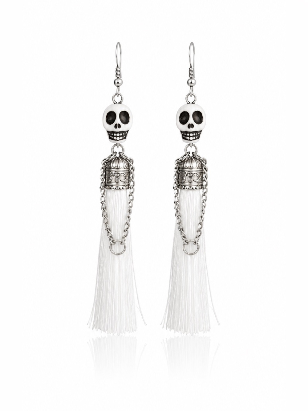 Skull Tassel Drop Earrings